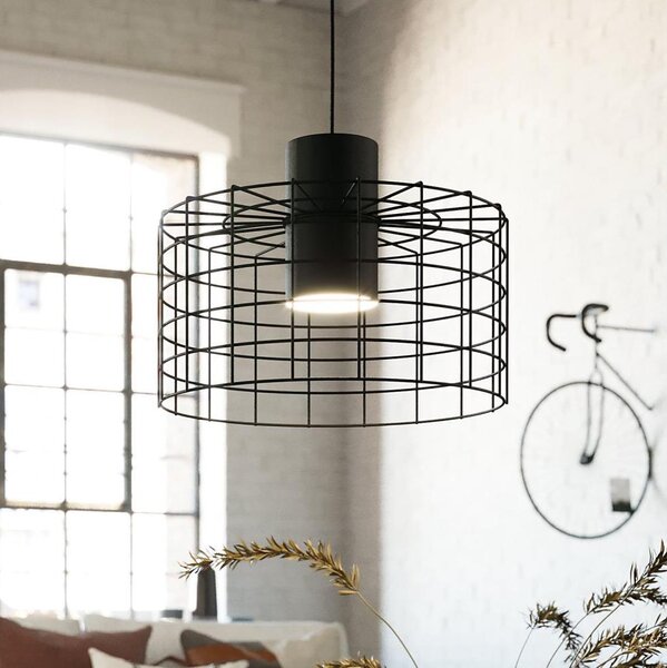 Eglo 43627 - Lampadario su corda MILLIGAN 1xE27/40W/230V d. 38 cm nero