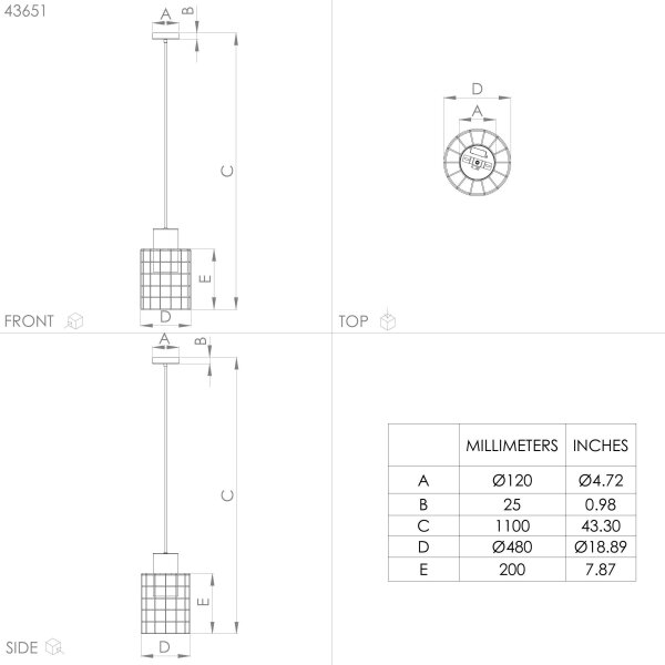 Eglo 43651 - Lampadario su corda MILLIGAN 1xE27/40W/230V d. Argento 48 cm