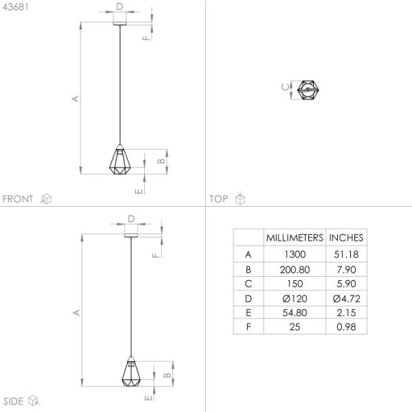 Eglo 43681 - Lampadario su corda TARBES 1xE27/60W/230V d. 17,5 cm