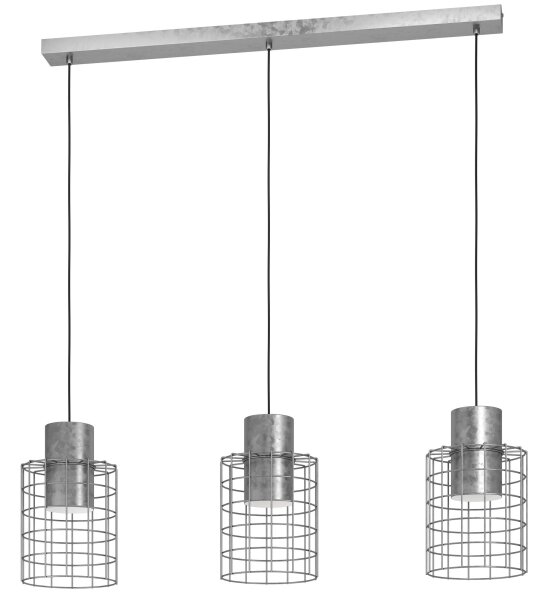 Eglo 43648 - Lampadario su corda MILLIGAN 3xE27/40W/230V argento