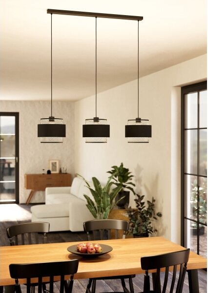 Eglo 43669 - Lampadario su corda BAZELY 3xE27/40W/230V