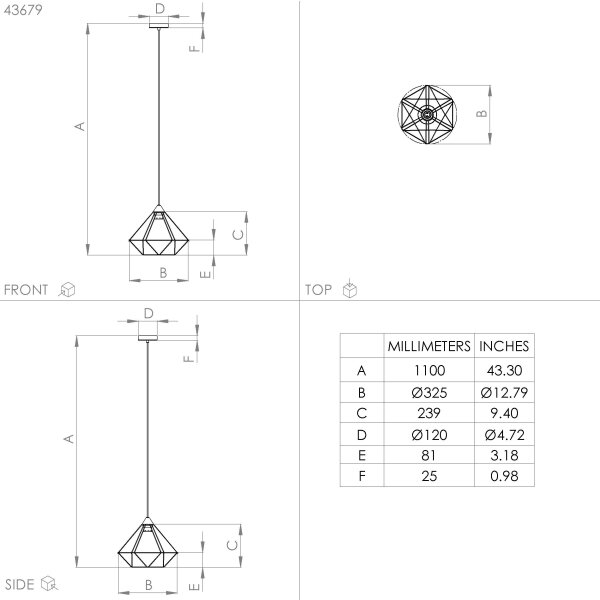 Eglo 43679 - Lampadario su corda TARBES 1xE27/60W/230V d. 32,5 cm
