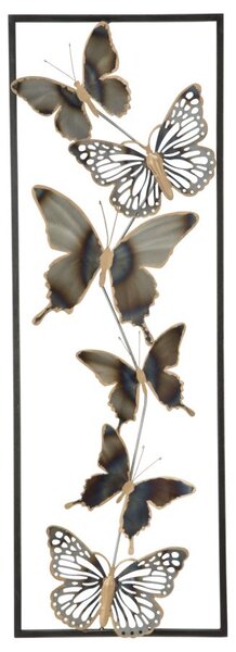 Pannello Farfalle 31x2,5x90 cm in Ferro Nero e Argento