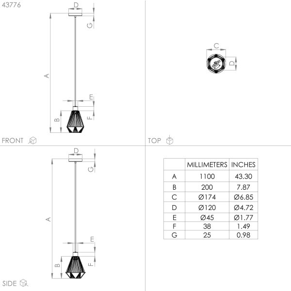 Eglo 43776 - Lampadario a cavo ADWICKLE 1xE27/40W/230V