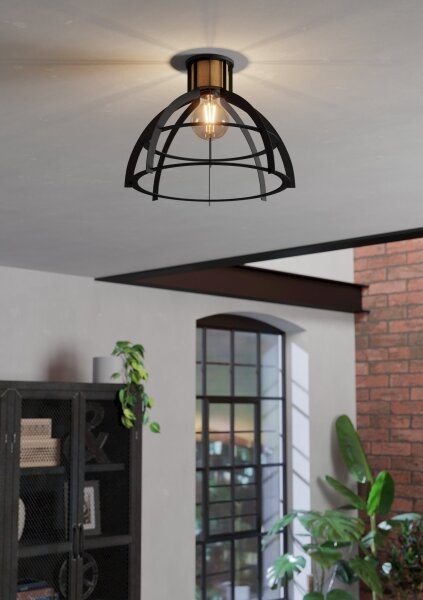 Eglo 43768 - Plafoniera STILLINGTON 1xE27/40W/230V nero