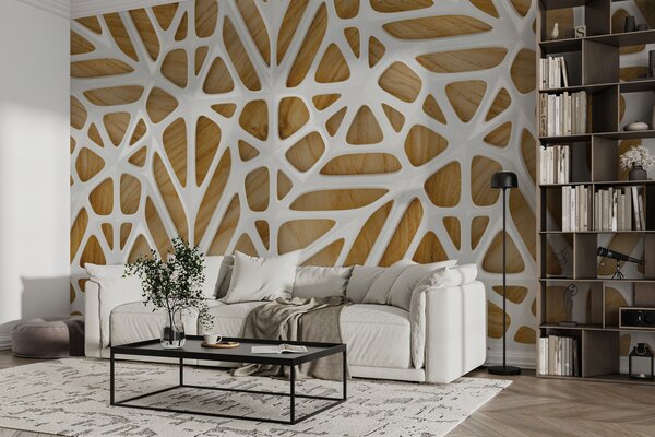 Carta da parati Pattern bianco su uno sfondo beige, Carta da parati Texture, Carta da parati Effetto Legno, u93676 : Uwalls.it