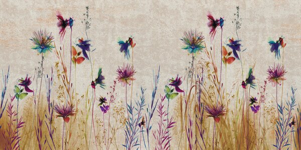 Carta da parati Fiori alti insoliti su uno sfondo beige, Carta da parati Natura, u93672 : Uwalls.it