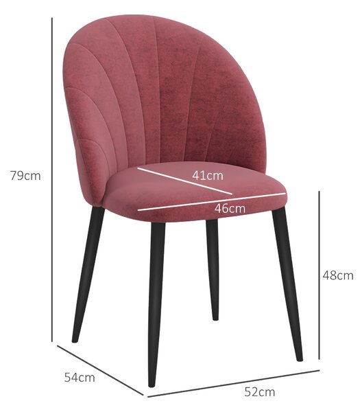 HOMCOM Set 2 Sedie da Pranzo in Velluto Imbottite con Gambe in Metallo, Rosso|Aosom