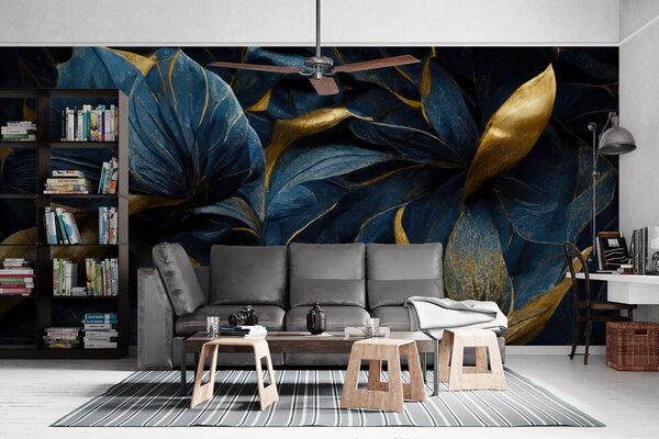 Carta da parati Fiori reali blu, Carta da parati 3D, u74140 : Uwalls.it