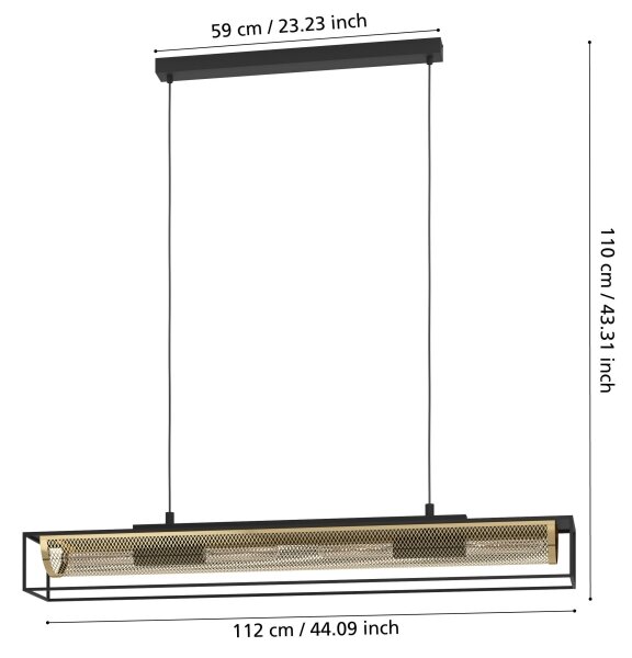 Eglo 43788 - Lampadario a sospensione con filo NOHALES 4xE27/40W/230V