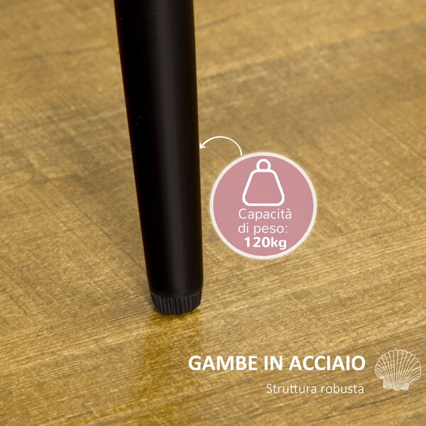 HOMCOM Set 2 Sedie da Pranzo in Velluto Imbottite con Gambe in Metallo, Rosso|Aosom