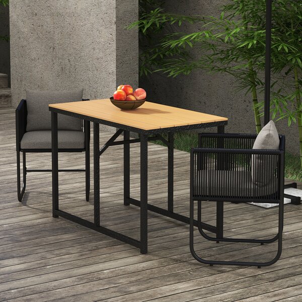 Outsunny Set da Giardino 3 Pezzi in Rattan con 2 Sedie 50x51.5x67 cm e Tavolo 110x60x75 cm in Legno Composito|Aosom