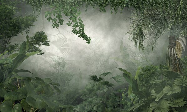 Carta da parati Giungla misteriosa, Carta da parati Foresta, Carta da parati Tropici della Foresta, u74409 : Uwalls.it