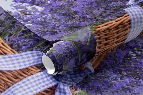 Carta da parati Cesto con lavanda, Carta da parati Floreale, u92974 : Uwalls.it