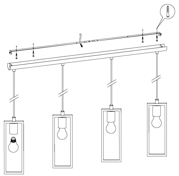 Eglo 49475 - Lampadario a sospensione con filo LITTLETON 4xE27/60W/230V