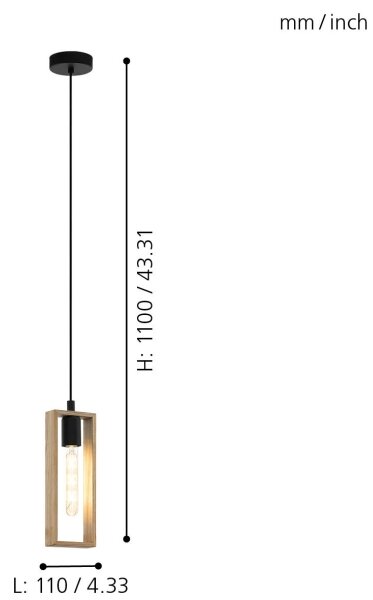 Eglo 49473 - Lampadario a sospensione con filo LITTLETON 1xE27/60W/230V