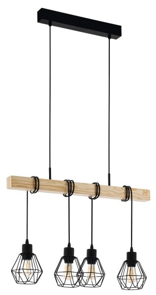 Eglo 44075 - Lampadario sospeso a cavo TOWNSHEND 4xE27/60W/230V