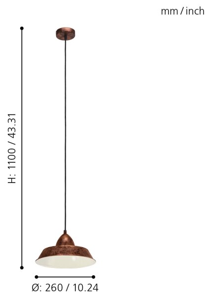 Eglo 49243 - Lampadario AUCKLAND 1xE27/60W/230V
