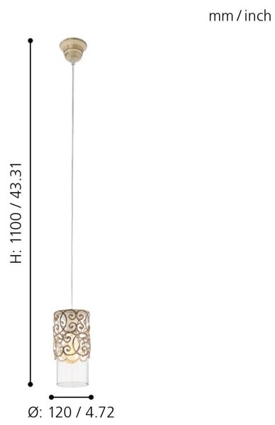 Eglo 49201 - Lampadario CARDIGAN 1xE27/60W/230V