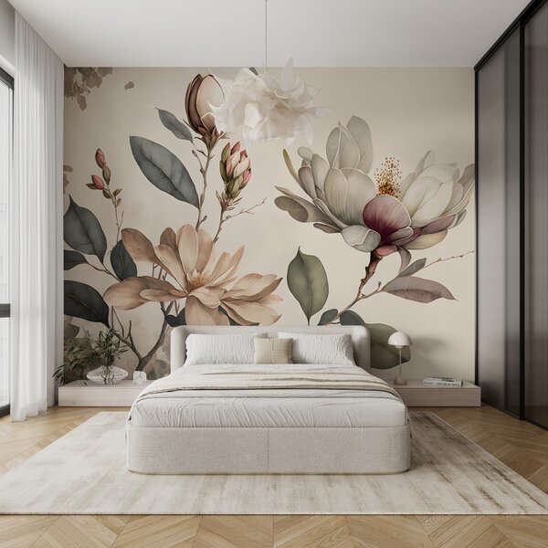 Carta da parati Illustrazione di Magnolia, Carta da parati Floreale, u93020 : Uwalls.it