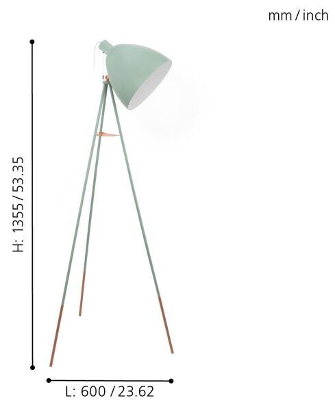 Eglo 49342 - Lampada da terra DUNDEE 1xE27/60W/230V