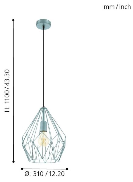 Eglo 49259 - Lampadario CARLTON 1xE27/60W/230V