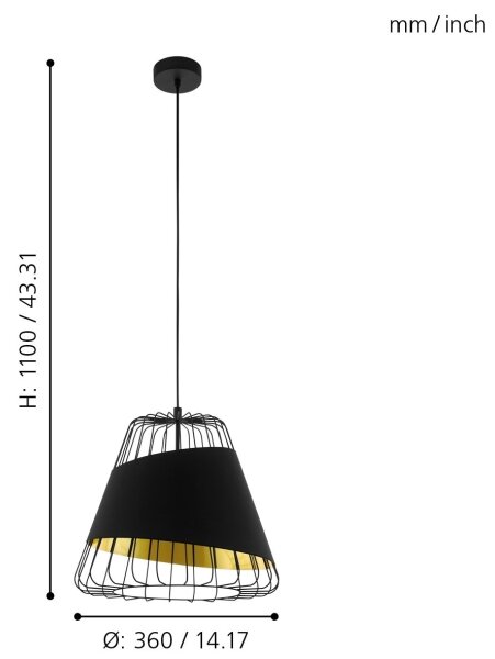 Eglo 49446 - Lampadario a sospensione con filo AUSTELL 1xE27/60W/230V