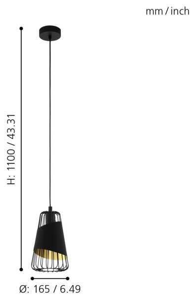 Eglo 49447 - Lampadario a sospensione con filo AUSTELL 1xE27/60W/230V