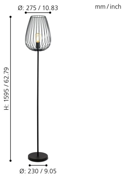 Eglo 49474 - Lampada da terra NEWTOWN 1xE27/60W/230V