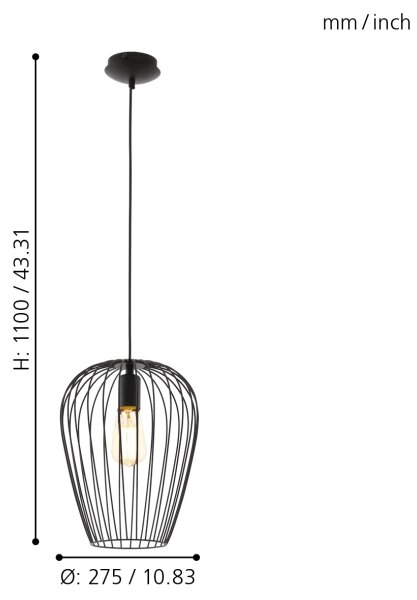 Eglo 49472 - Lampadario NEWTOWN 1xE27/60W/230V