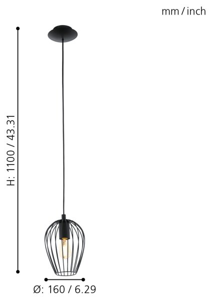 Eglo 49477 - Lampadario NEWTOWN 1xE27/60W/230V