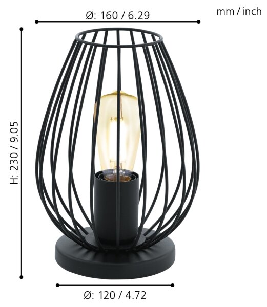 Eglo 49481 - Lampada da tavolo NEWTOWN 1xE27/60W/230V