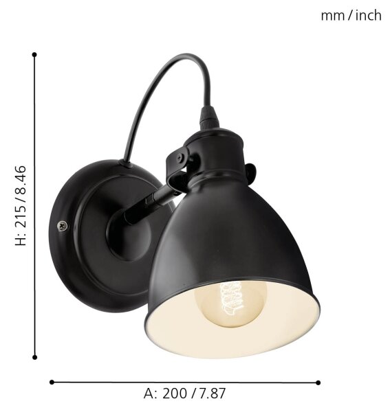Eglo 49468 - Applique PRIDDY 1xE27/40W/230V