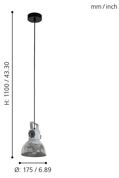 Eglo 49619 - Lampadario a sospensione con filo BARNSTAPLE 1xE27/40W/230V