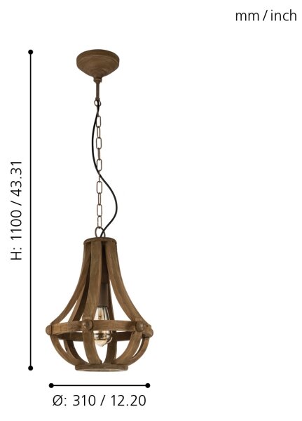 Eglo 49724 - Lampadario a sospensione con catena KINROSS 1xE27/60W