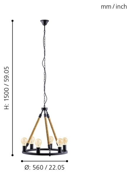 Eglo 49694 - Lampadario a catena FINDLAY 6xE27/60W
