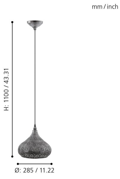 Eglo 49714 - Lampada a sospensione MELILLA 1xE27/60W