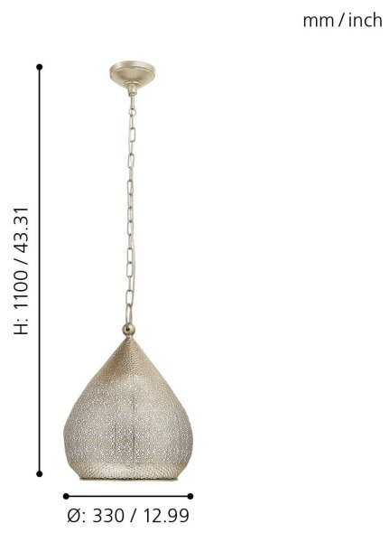 Eglo 49768 - Lampada a sospensione MELILLA 1xE27/60W