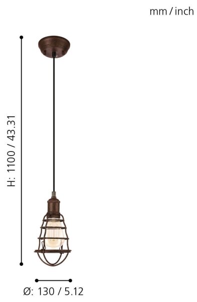 Eglo 49809 - Lampada a sospensione PORT SETON 1xE27/60W