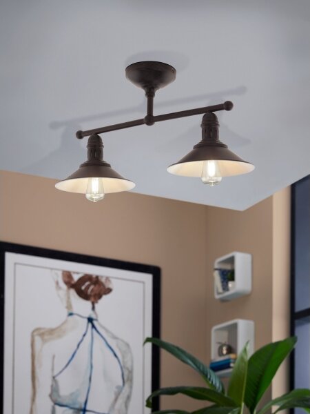 Eglo 49824 - Lampada a sospensione su asta STOCKBURY 2xE27/60W