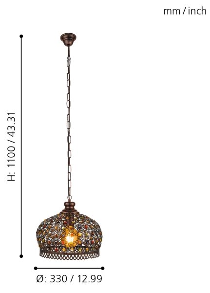 Eglo 49764 - Lampada a sospensione JADIDA 1xE27/60W