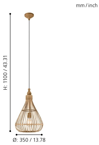 Eglo 49772 - Lampada a sospensione AMSFIELD 1xE27/60W