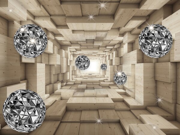 Carta da parati Sfere nel tunnel, Carta da parati 3D, u93711 : Uwalls.it