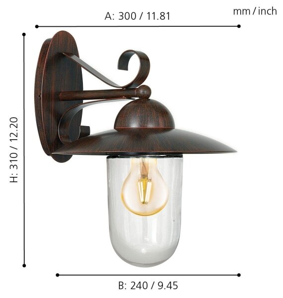 EGLO 83589 - Applique da esterno MILTON 1xE27/60W