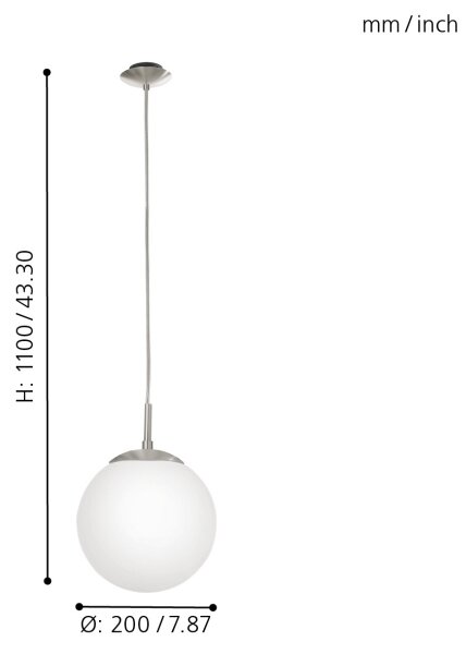 EGLO 85261 - Lampadario a sospensione con filo RONDO 1xE27/60W/230V diametro 20 cm