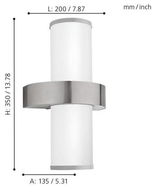 EGLO 86541 - Applique da esterno BEVERLY 2xE27/60W argento / bianco
