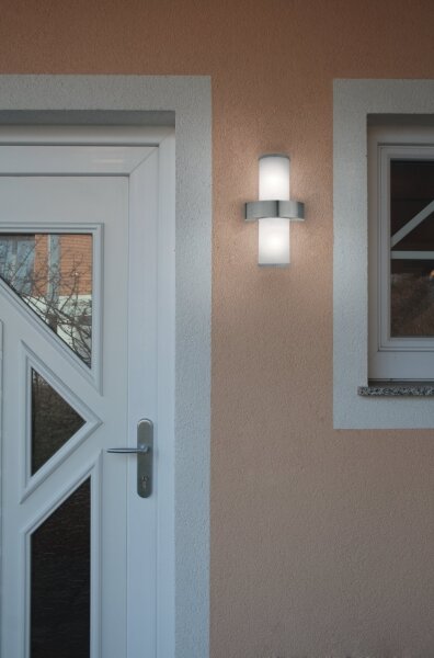 EGLO 86541 - Applique da esterno BEVERLY 2xE27/60W argento / bianco