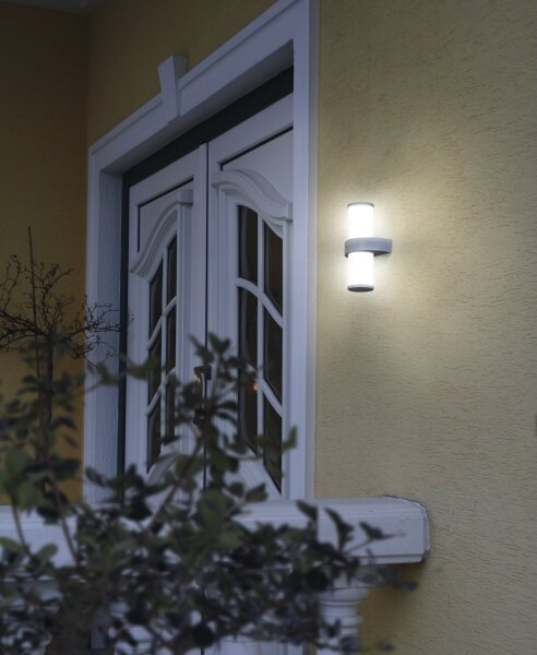 EGLO 86541 - Applique da esterno BEVERLY 2xE27/60W argento / bianco