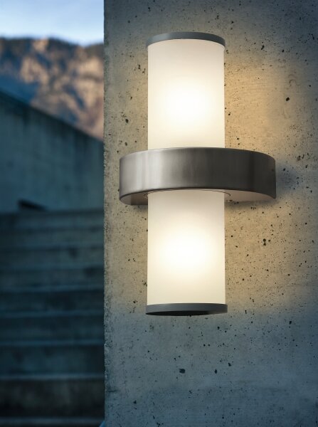 EGLO 86541 - Applique da esterno BEVERLY 2xE27/60W argento / bianco