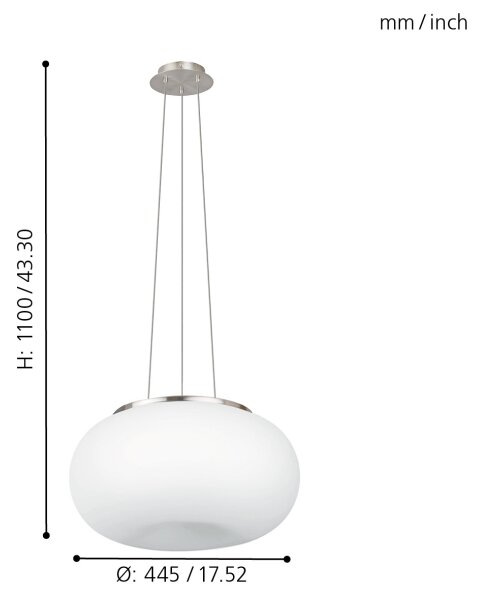 EGLO 86815 - Lampadario a sospensione con filo OPTICA 2xE27/60W